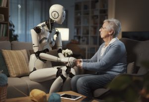 robot listening to elderly woman
