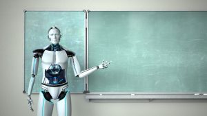 ai robot teacher at chalkboard