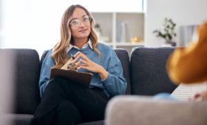 counselor listening to patient